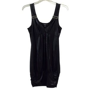 Y2K Rhinestone Strap Mini Dress Snakeskin Croc Print Womens S